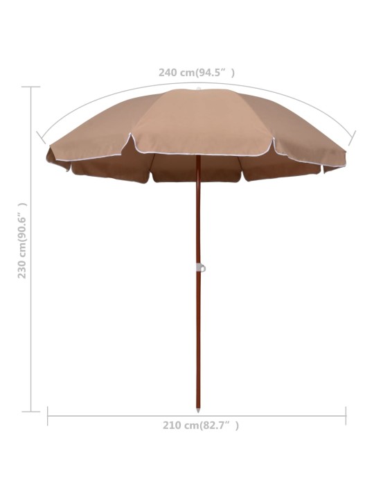Saulessargs ar tērauda kātu, 240 cm, pelēkbrūns