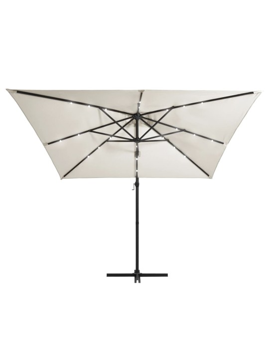 Saulessargs ar led un tērauda kātu, 250x250 cm, smilškrāsa