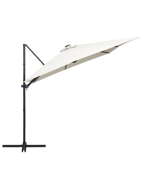 Saulessargs ar led un tērauda kātu, 250x250 cm, smilškrāsa