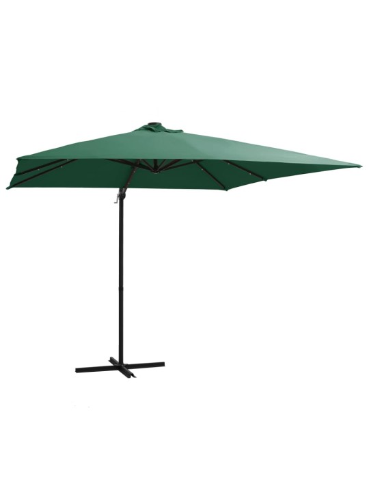 Saulessargs ar led gaismām un tērauda kātu, 250x250 cm, zaļš