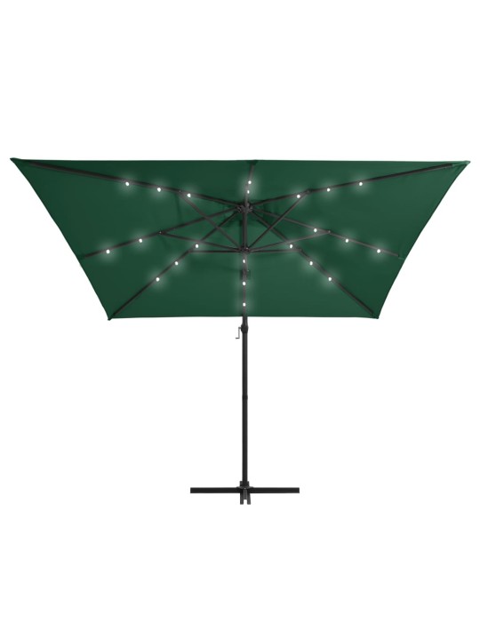 Saulessargs ar led gaismām un tērauda kātu, 250x250 cm, zaļš