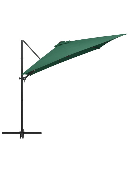 Saulessargs ar led gaismām un tērauda kātu, 250x250 cm, zaļš