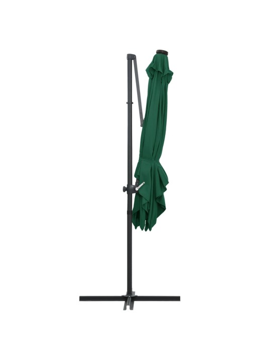 Saulessargs ar led gaismām un tērauda kātu, 250x250 cm, zaļš