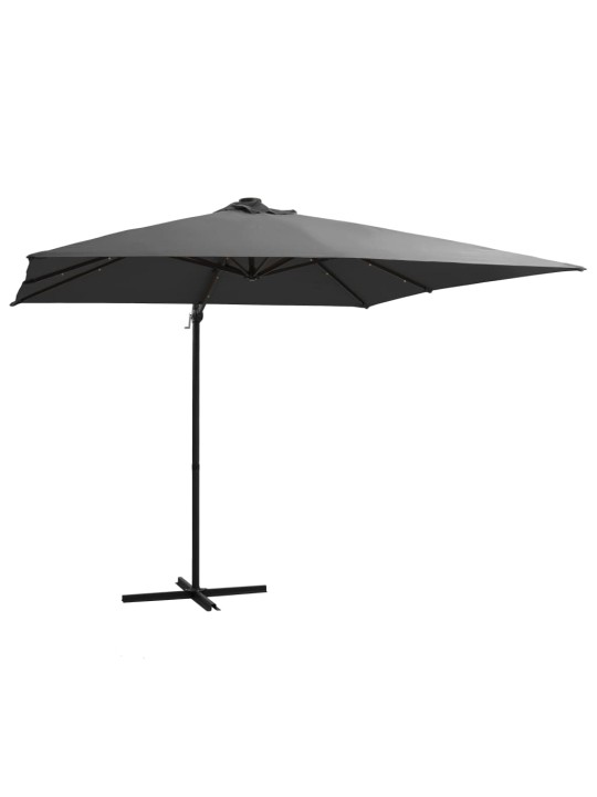 Saulessargs ar led gaismām un tērauda kātu, 250x250 cm, pelēks
