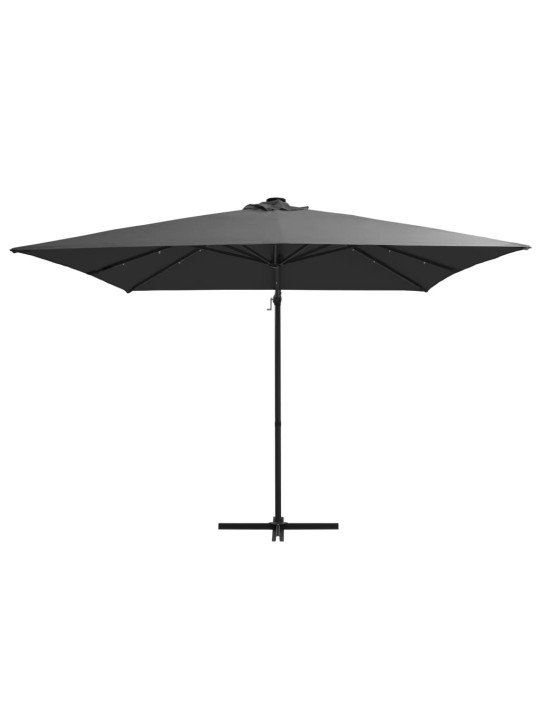 Saulessargs ar led gaismām un tērauda kātu, 250x250 cm, pelēks