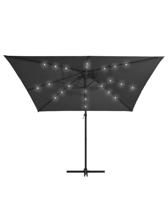 Saulessargs ar led gaismām un tērauda kātu, 250x250 cm, pelēks