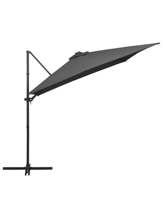 Saulessargs ar led gaismām un tērauda kātu, 250x250 cm, pelēks