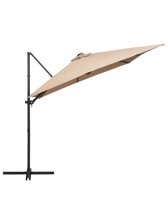 Saulessargs ar led un tērauda kātu, 250x250 cm, pelēkbrūns