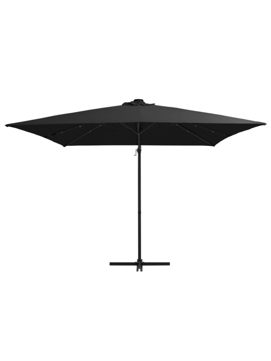Saulessargs ar led gaismām un tērauda kātu, 250x250 cm, melns