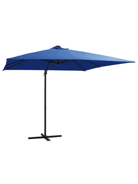 Saulessargs ar led gaismām un tērauda kātu, 250x250 cm, zils