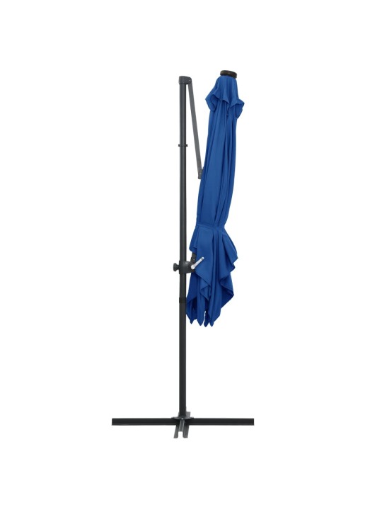 Saulessargs ar led gaismām un tērauda kātu, 250x250 cm, zils