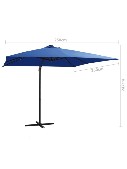 Saulessargs ar led gaismām un tērauda kātu, 250x250 cm, zils