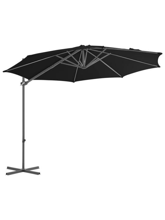 Dārza saulessargs ar tērauda kātu, 300 cm, melns