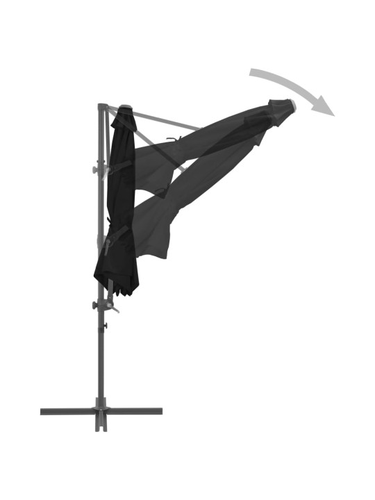 Dārza saulessargs ar tērauda kātu, 300 cm, melns