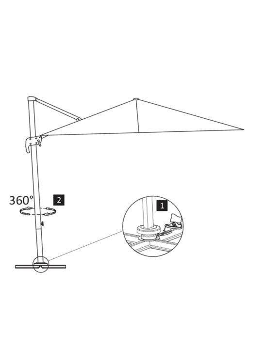 Saulessargs ar alumīnija kātu, 4x3 m, melns