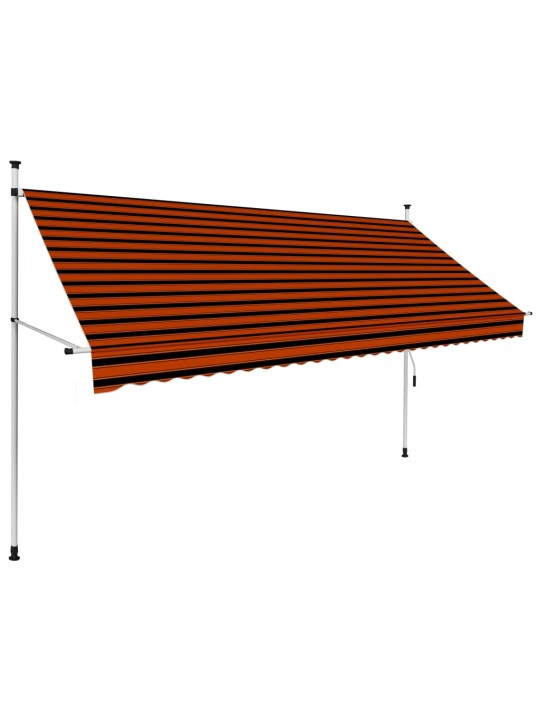 Izvelkama markīze, manuāla, 300 cm, oranža un brūna