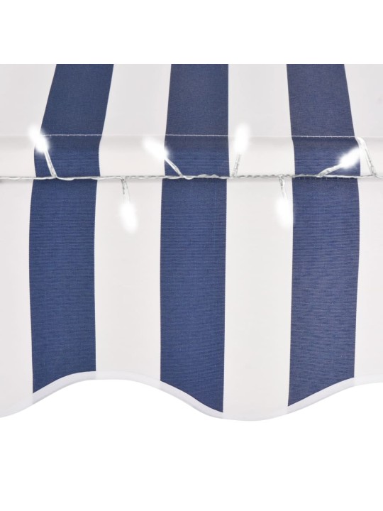 Izvelkama markīze ar led, manuāla, 100 cm, zila ar baltu