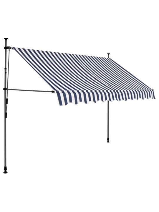 Izvelkama markīze ar led, manuāla, 300 cm, zila ar balta