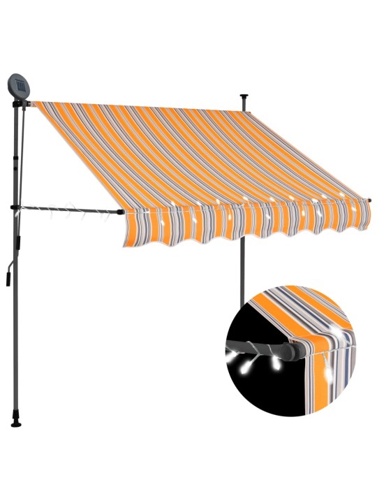 Izvelkama markīze, manuāla, ar led, 100 cm, dzeltena un zila