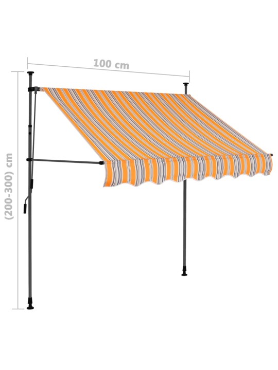 Izvelkama markīze, manuāla, ar led, 100 cm, dzeltena un zila