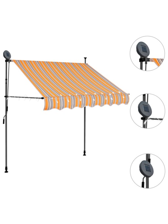Izvelkama markīze ar led, manuāla, 150 cm, dzeltena un zila