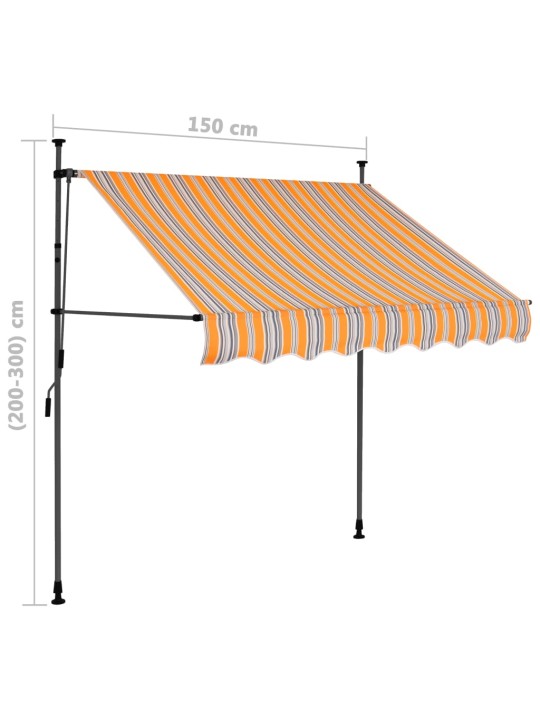 Izvelkama markīze ar led, manuāla, 150 cm, dzeltena un zila