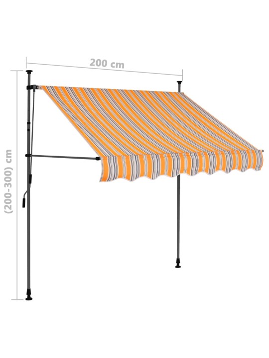 Izvelkama markīze ar led, manuāla, 200 cm, dzeltena un zila