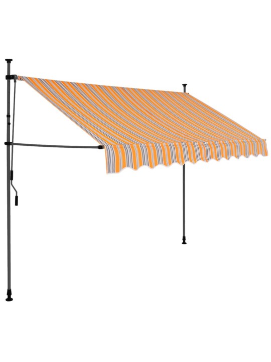 Izvelkama markīze ar led, manuāla, 250 cm, dzeltena un zila