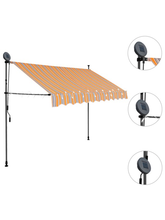 Izvelkama markīze ar led, manuāla, 250 cm, dzeltena un zila