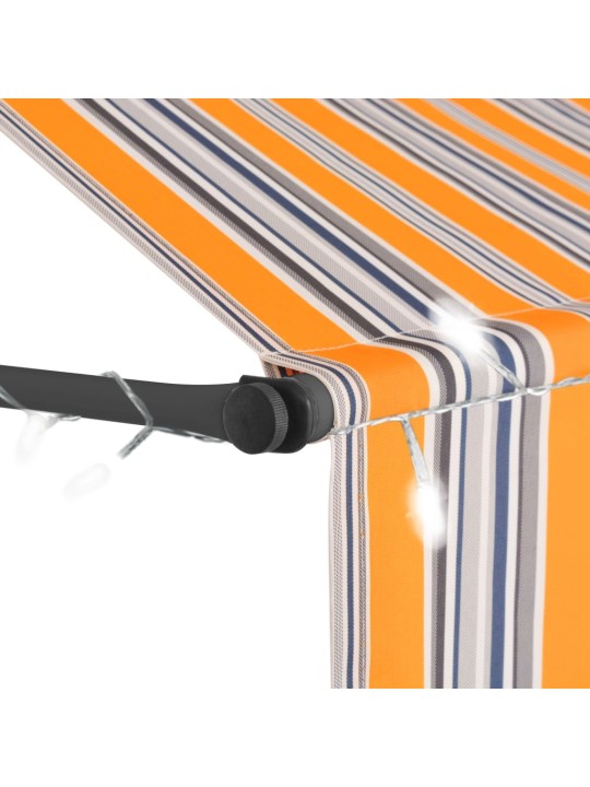Izvelkama markīze ar led, manuāla, 250 cm, dzeltena un zila