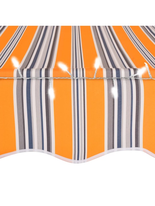 Izvelkama markīze ar led, manuāla, 250 cm, dzeltena un zila