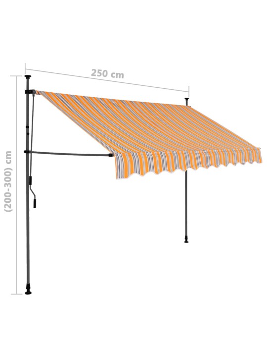 Izvelkama markīze ar led, manuāla, 250 cm, dzeltena un zila
