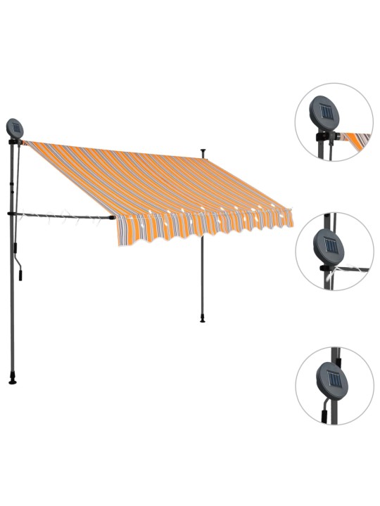 Izvelkama markīze ar led, manuāla, 300 cm, dzeltena un zila