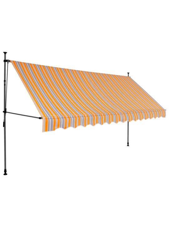 Izvelkama markīze ar led, manuāla, 350 cm, dzeltena un zila