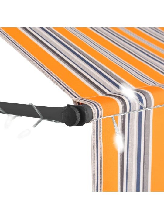Izvelkama markīze ar led, manuāla, 350 cm, dzeltena un zila