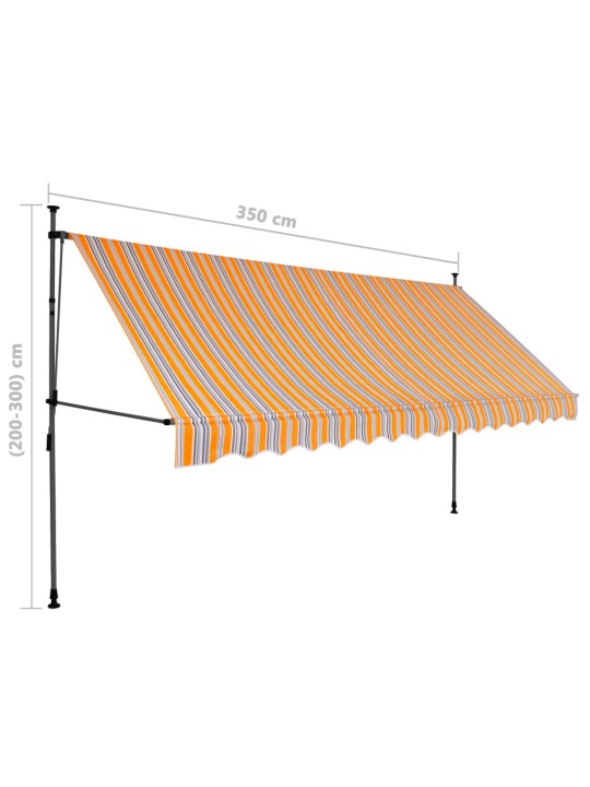 Izvelkama markīze ar led, manuāla, 350 cm, dzeltena un zila