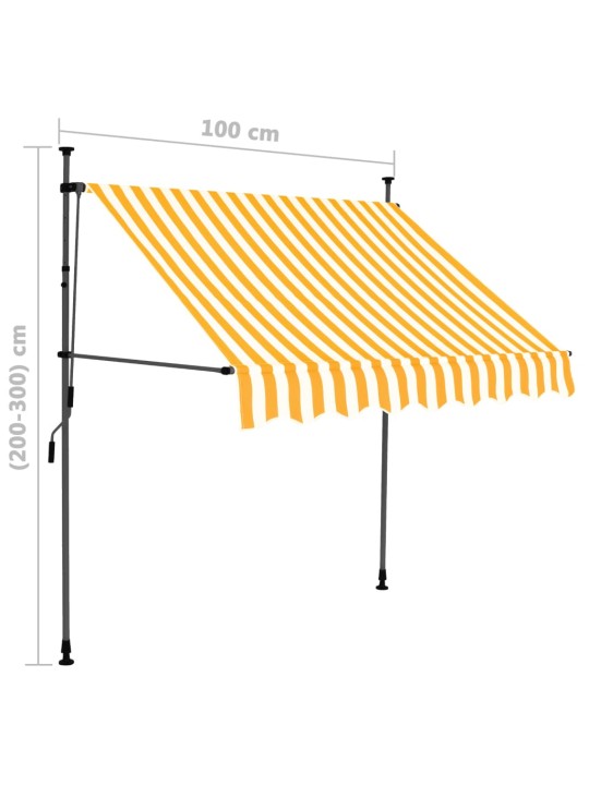 Izvelkama markīze, manuāla, ar led, 100 cm, balta un oranža