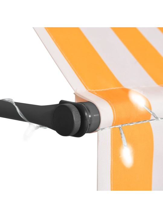 Izvelkama markīze ar led, manuāla, 150 cm, balta un oranža