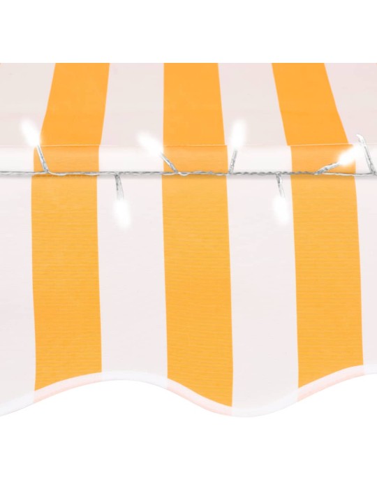 Izvelkama markīze ar led, manuāla, 150 cm, balta un oranža
