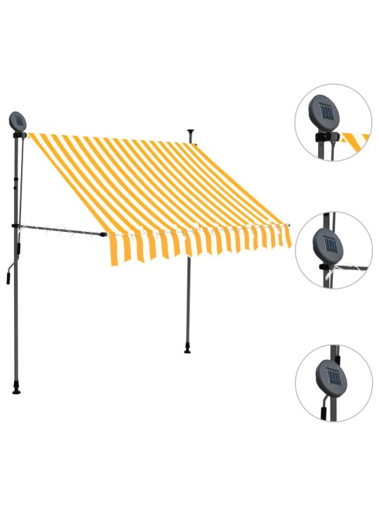 Izvelkama markīze ar led, manuāla, 200 cm, balta un oranža