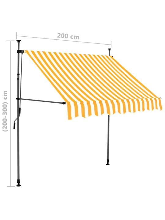 Izvelkama markīze ar led, manuāla, 200 cm, balta un oranža