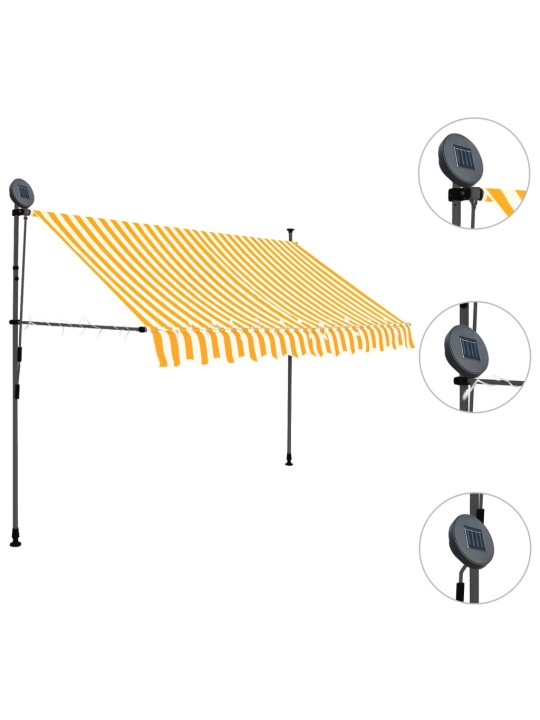 Izvelkama markīze ar led, manuāla, 250 cm, balta un oranža