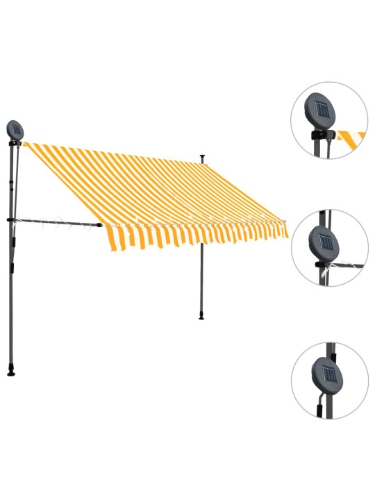 Izvelkama markīze ar led, manuāla, 300 cm, balta un oranža