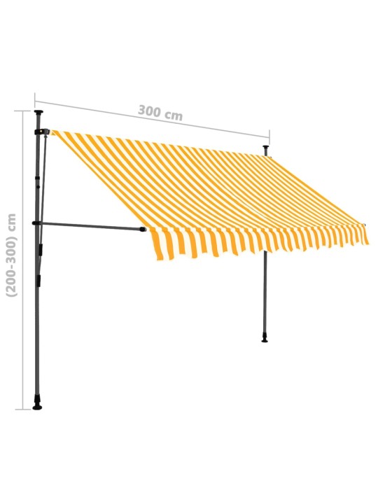 Izvelkama markīze ar led, manuāla, 300 cm, balta un oranža