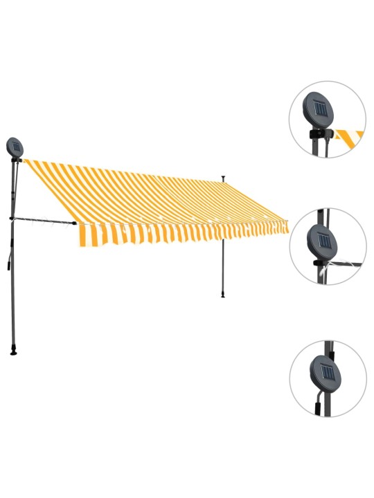 Izvelkama markīze ar led, manuāla, 350 cm, balta un oranža