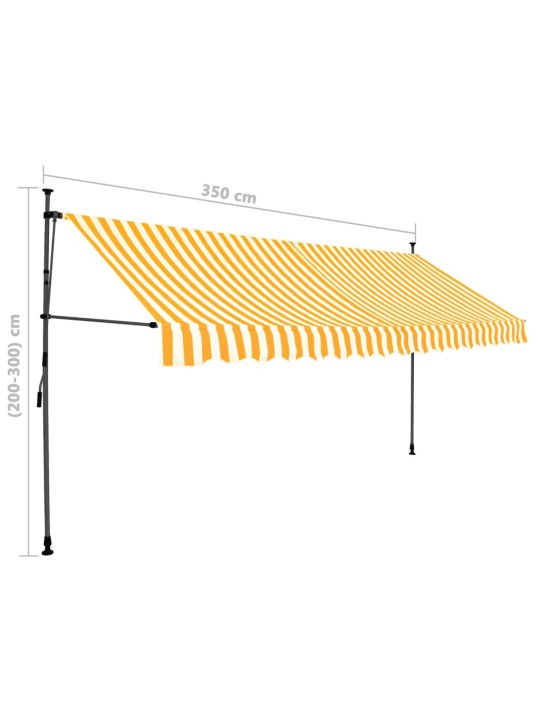 Izvelkama markīze ar led, manuāla, 350 cm, balta un oranža