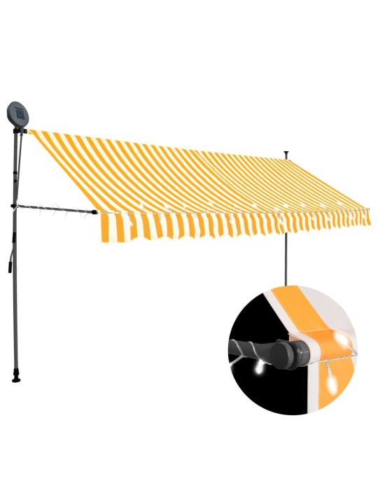 Izvelkama markīze ar led, balta un oranža, 400 cm, manuāla