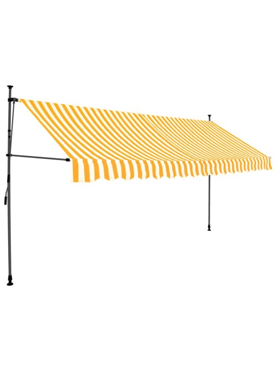 Izvelkama markīze ar led, balta un oranža, 400 cm, manuāla