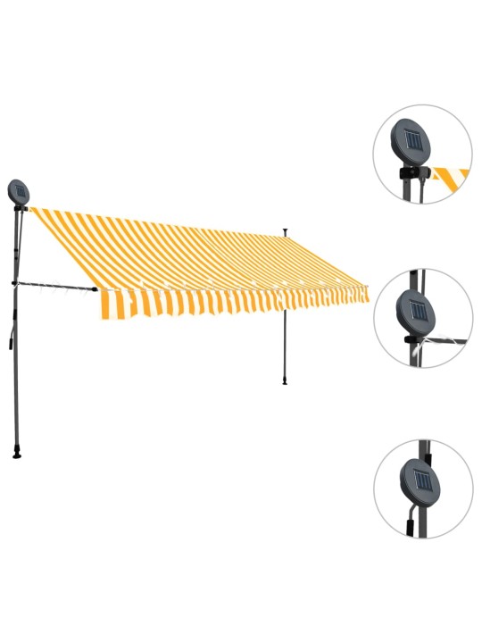 Izvelkama markīze ar led, balta un oranža, 400 cm, manuāla