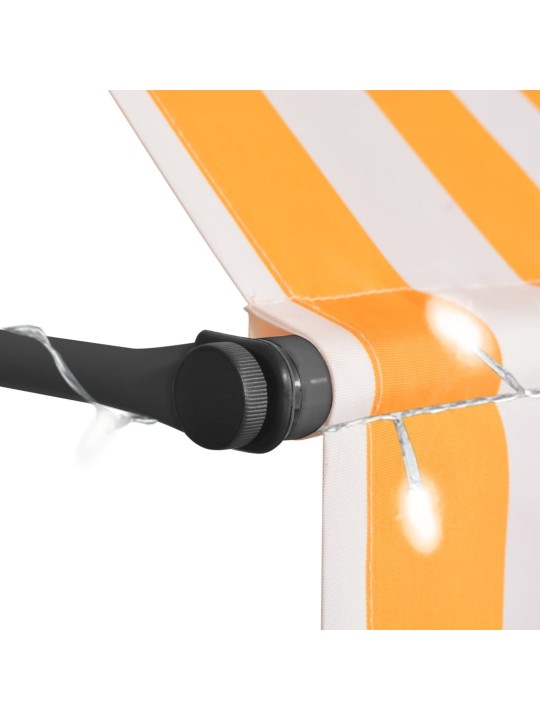 Izvelkama markīze ar led, balta un oranža, 400 cm, manuāla